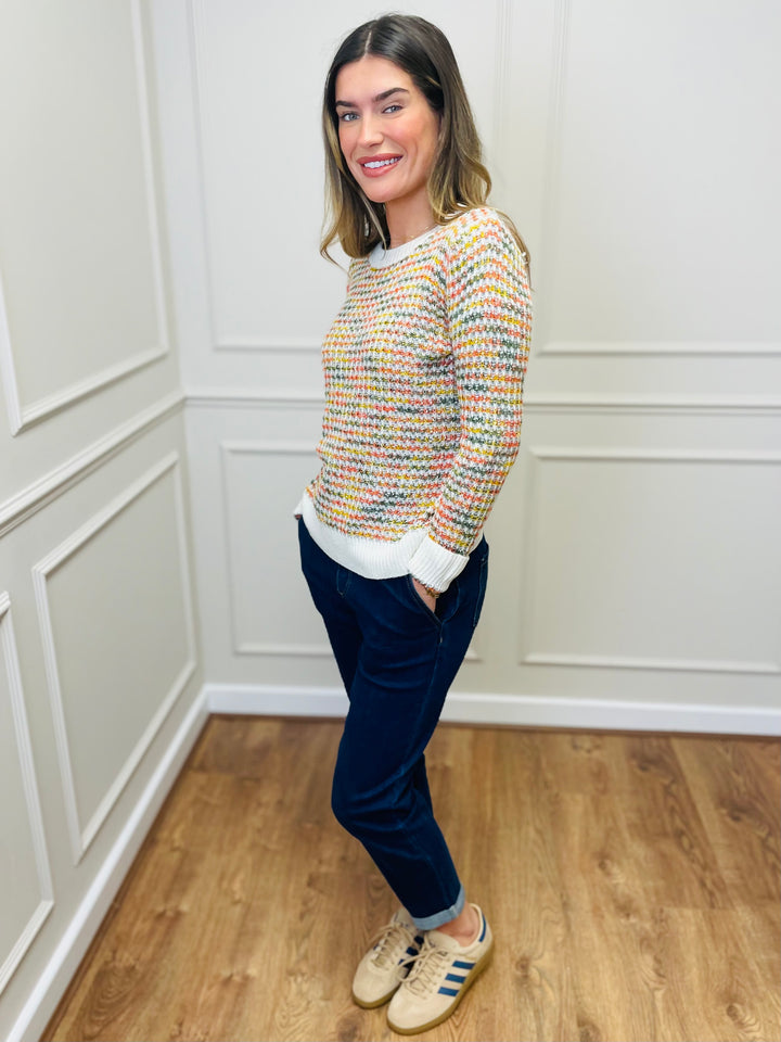 "ERIN" Textured Knit Jumper-Multicolour