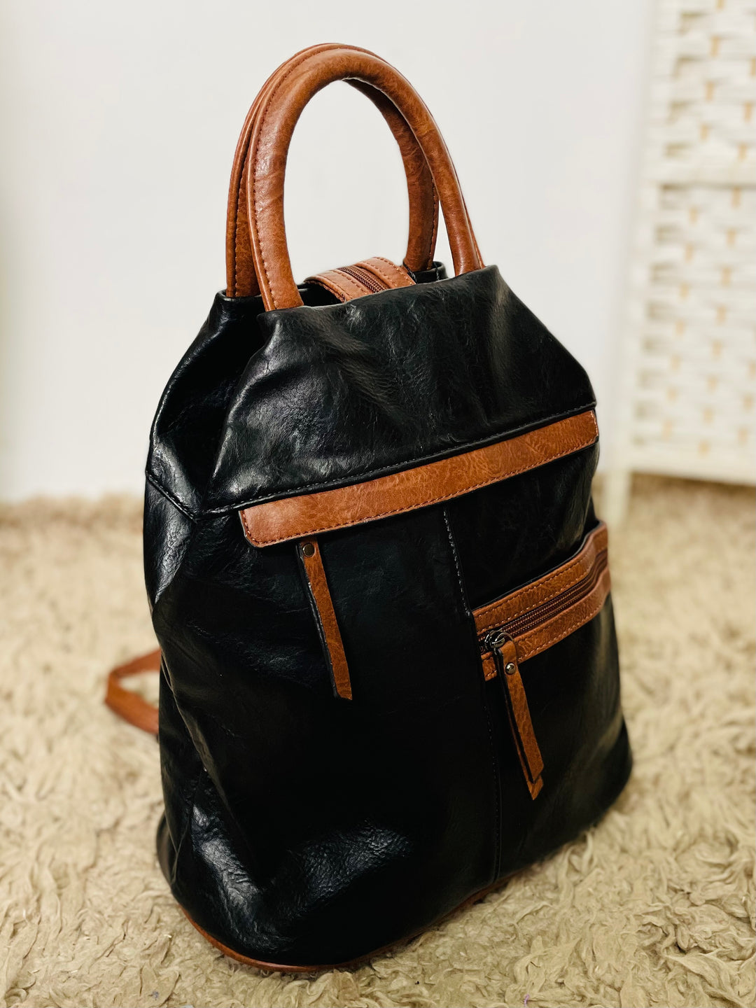 "BERNY" Rucksack-Black & Tan