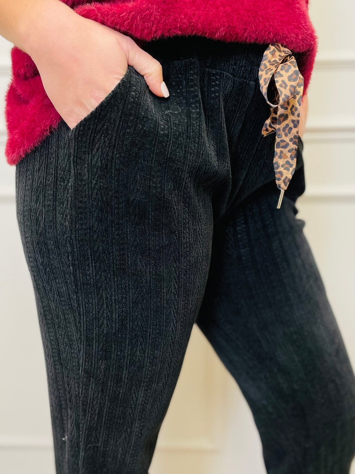 "ABIGAIL" Corduroy Trousers-Black