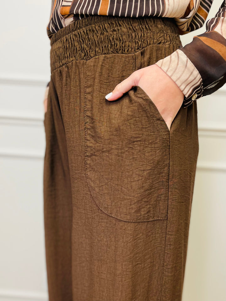 "ALLEGRA" Wide Leg Trousers-Brown