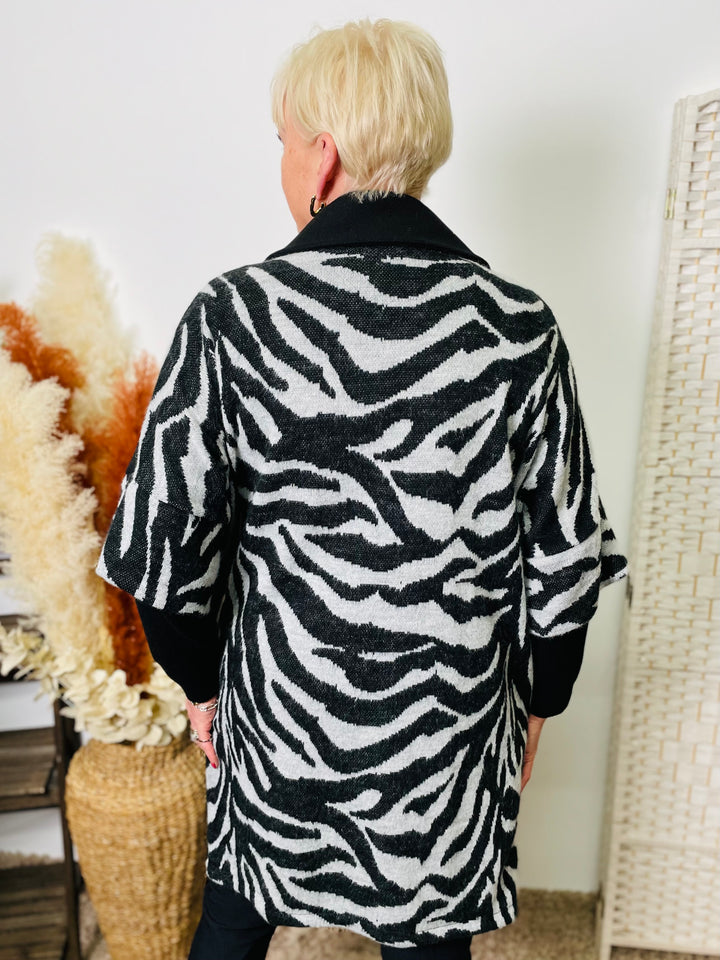 "AMARA" Animal Print Jacket-Black