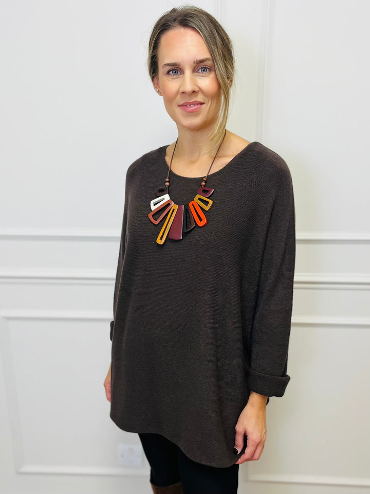 "GINNY" Basic Soft Jumper-Brown