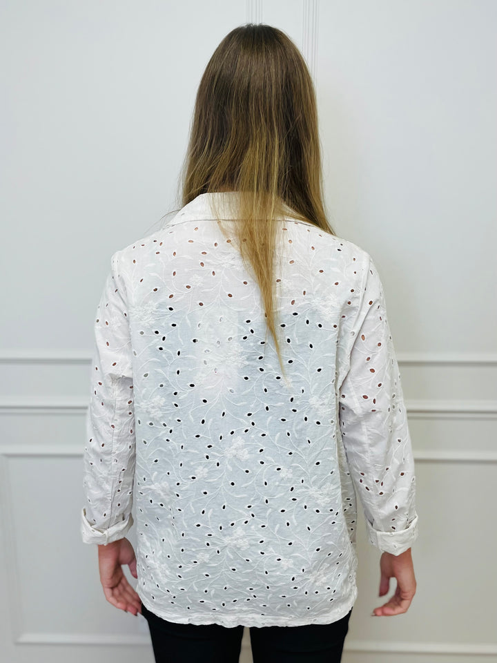 "BETHANY" Broderie Blazer-Cream