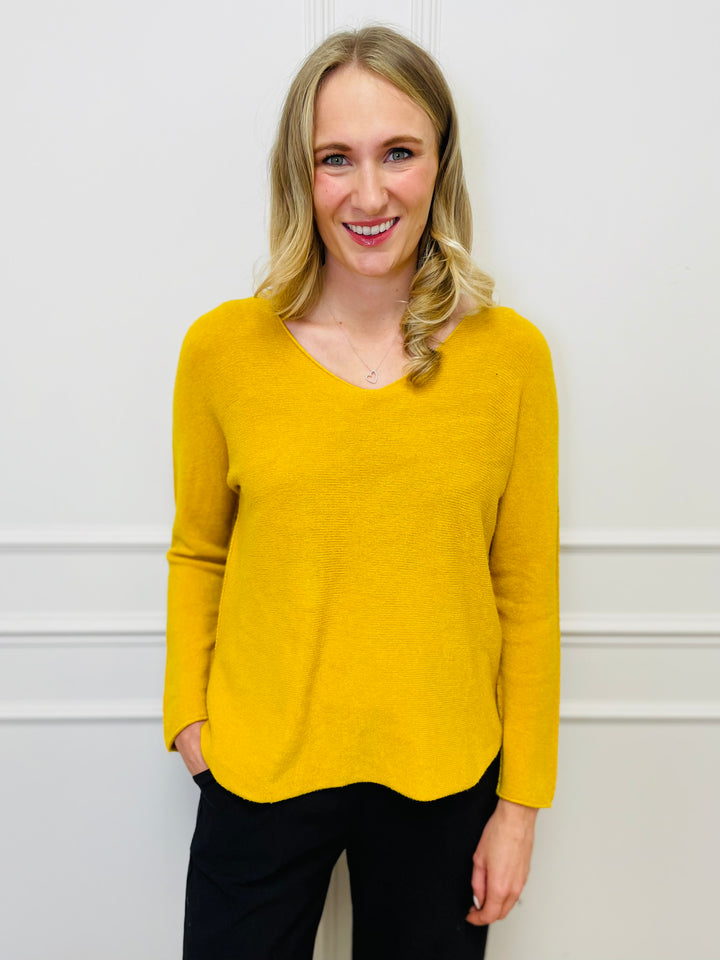 "MAGNOLIA" Fine Knit Jumper-Mustard