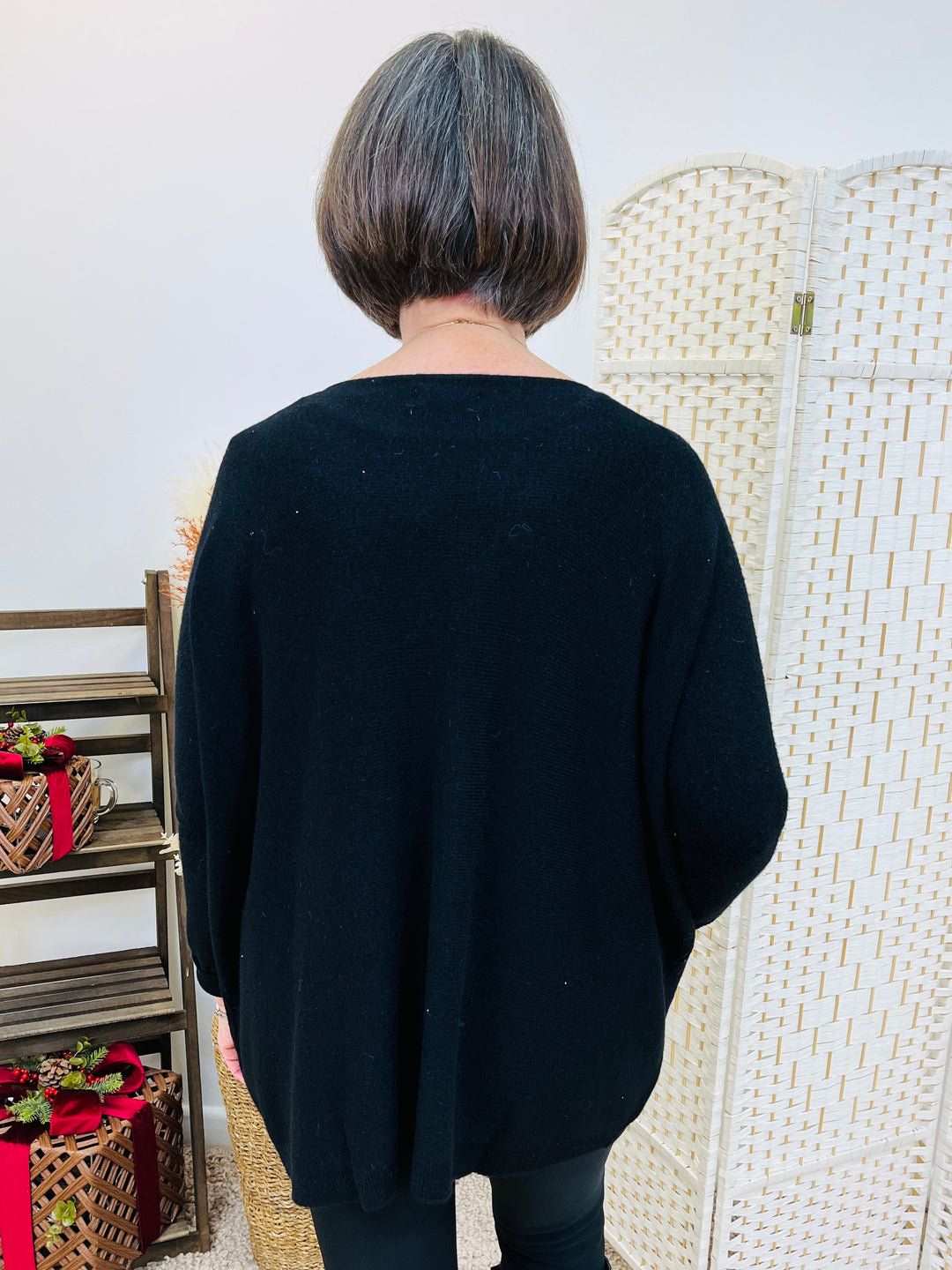 "STELLA" Soft Fine Knit Top-Black