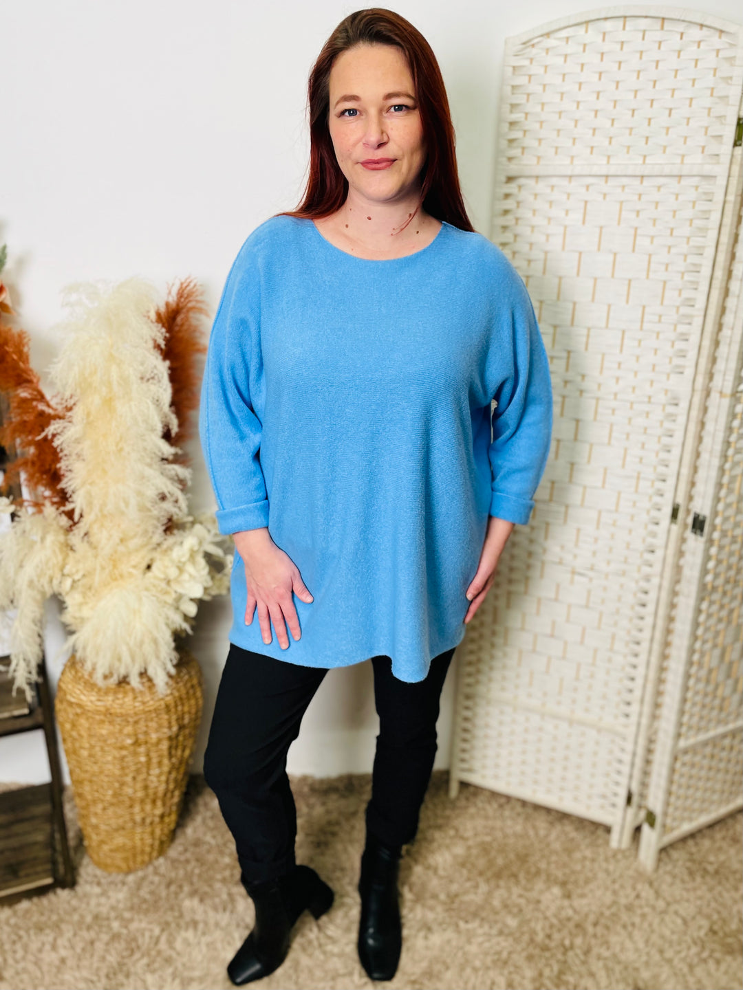 "PIPPER" Round Neck Jumper-Blue