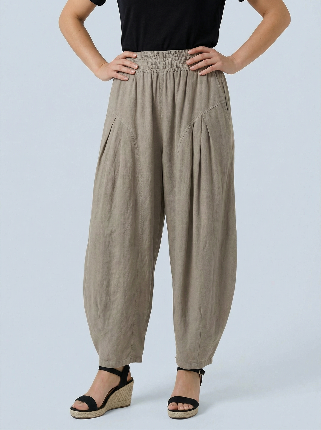 "FLORENCE”  Barrel Trousers - Mocha