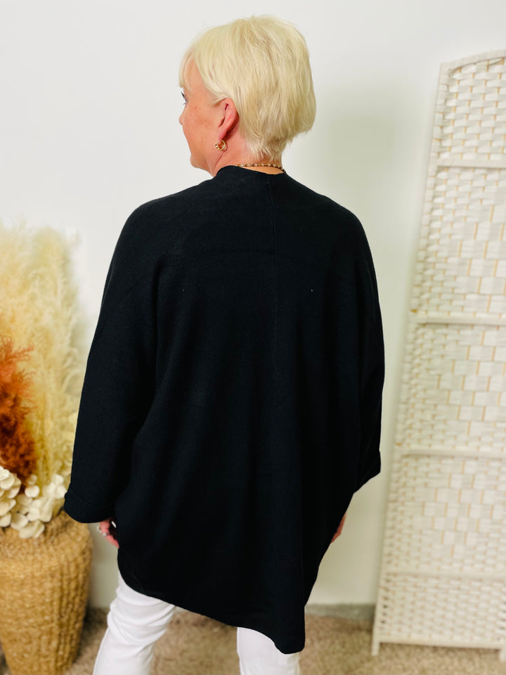 "AURORA" Soft Cardigan-Black