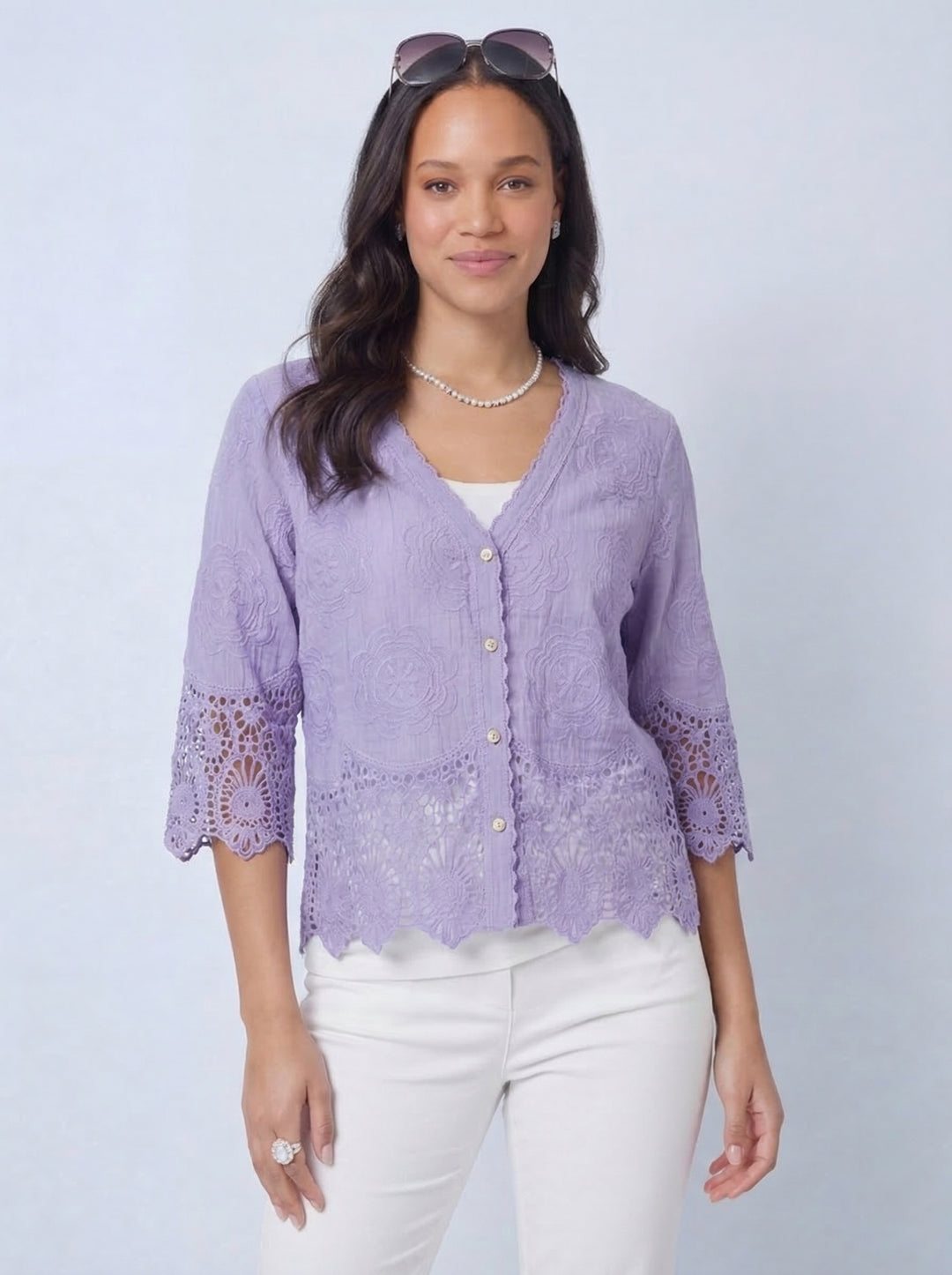 “GEMMA” Lace Top / Jacket - Lilac