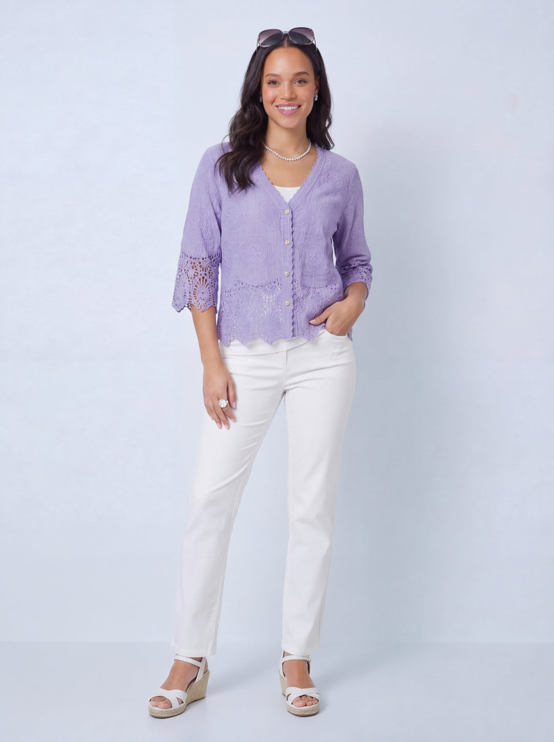 “GEMMA” Lace Top / Jacket - Lilac