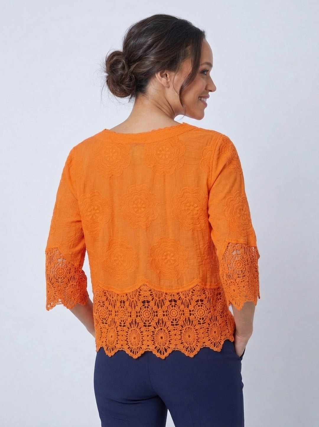 “GEMMA” Lace Top / Jacket - Orange