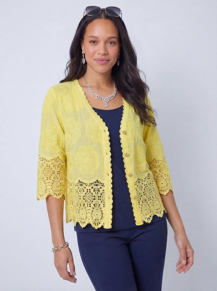 “GEMMA” Lace Top / Jacket - Yellow