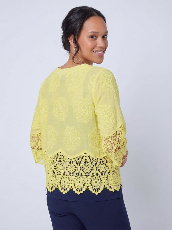 “GEMMA” Lace Top / Jacket - Yellow