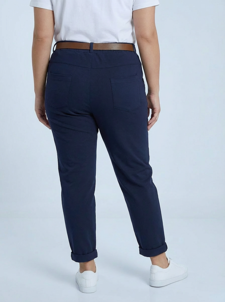 "GIANNA" Tapered Trousers-Navy