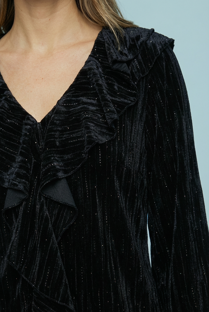 "HAILEY"  Embellished Blouse - Black