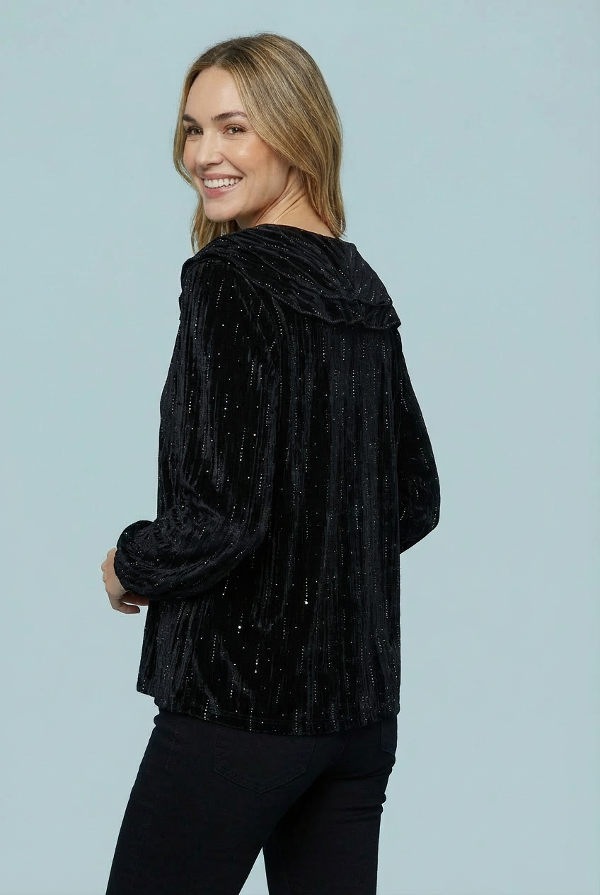 "HAILEY"  Embellished Blouse - Black