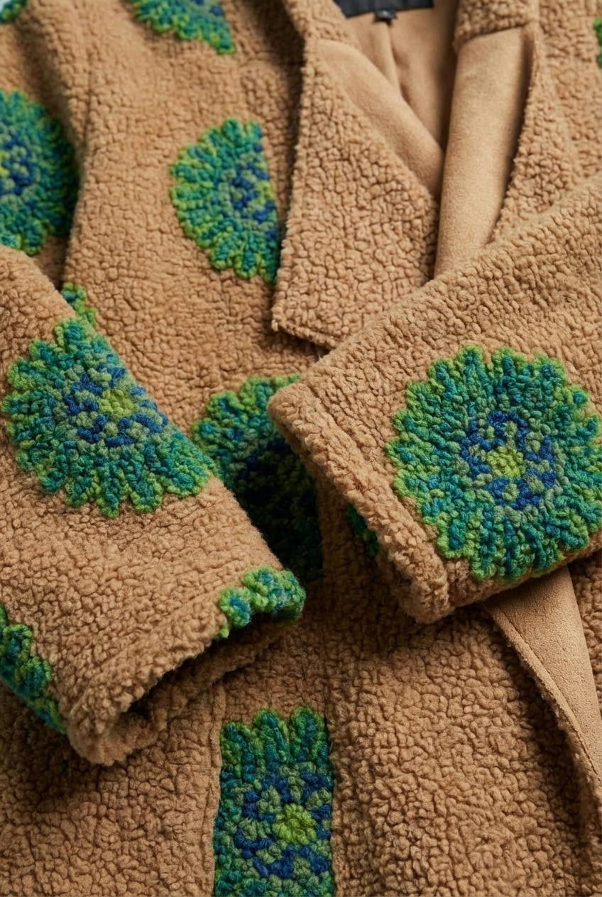 "JAMILLA" Premium Waterfall Coat - Tan/Green