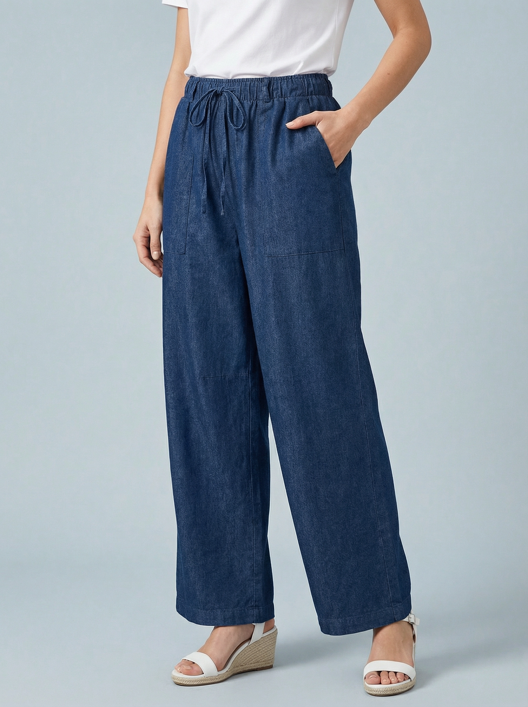"JULIE” Wide Leg Trousers - Dark Denim