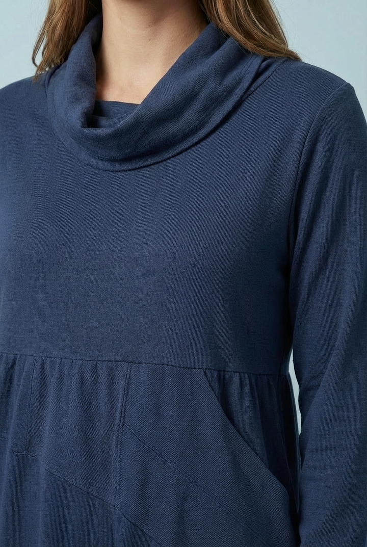 "KAREN" Cowl Neck Dress/Tunic - Navy