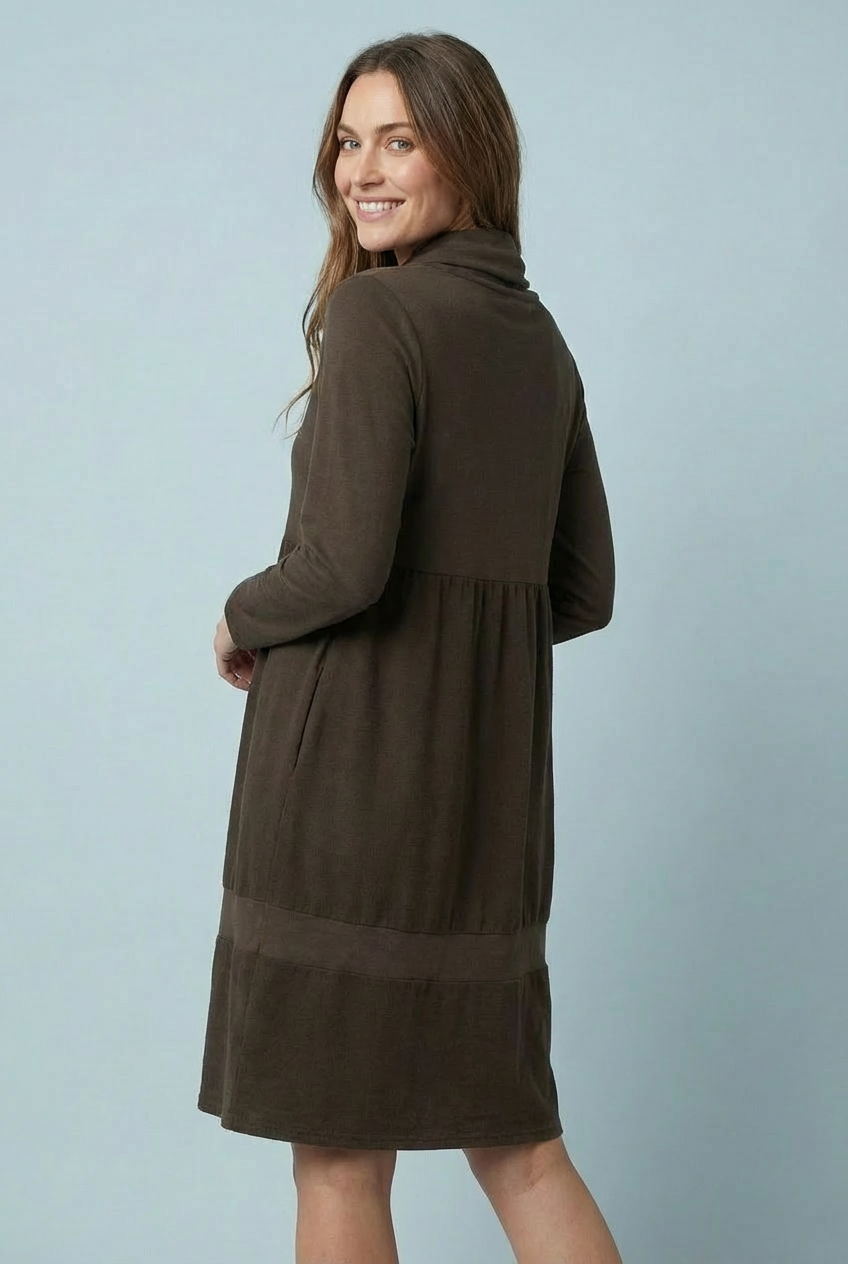 "KAREN" Cowl Neck Dress/Tunic- Chocolate