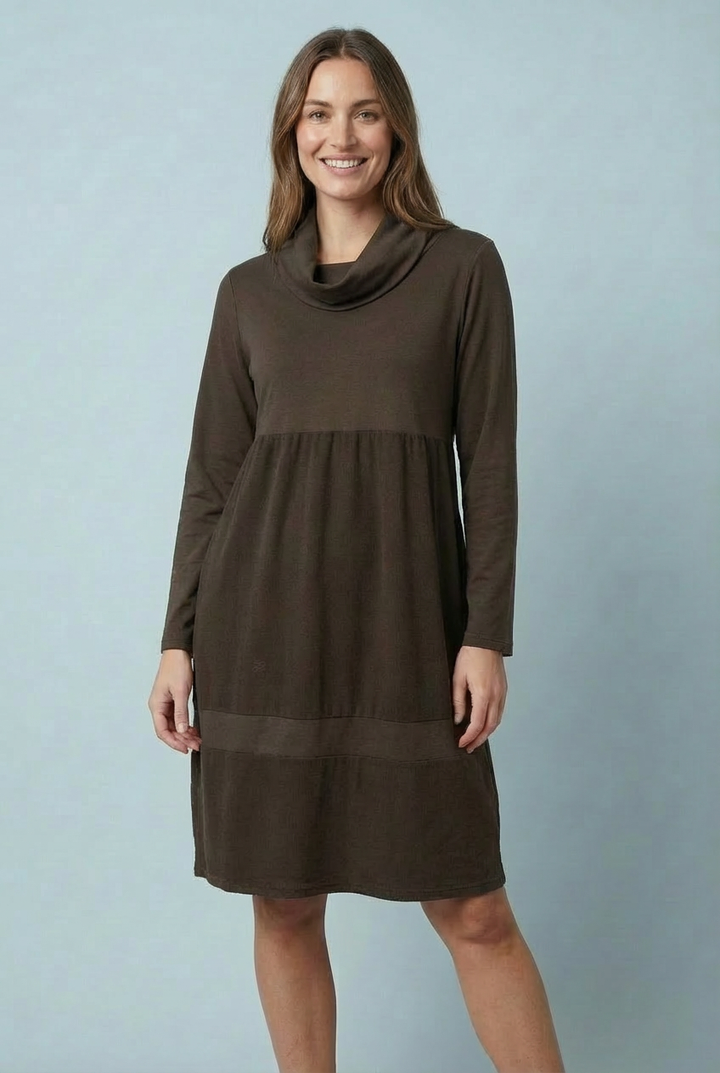 "KAREN" Cowl Neck Dress/Tunic- Chocolate