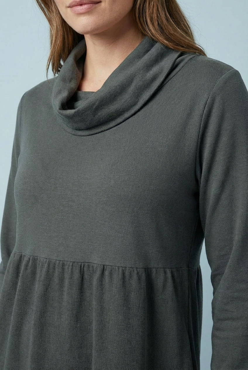 "KAREN" Cowl Neck Dress/Tunic - Dark Grey