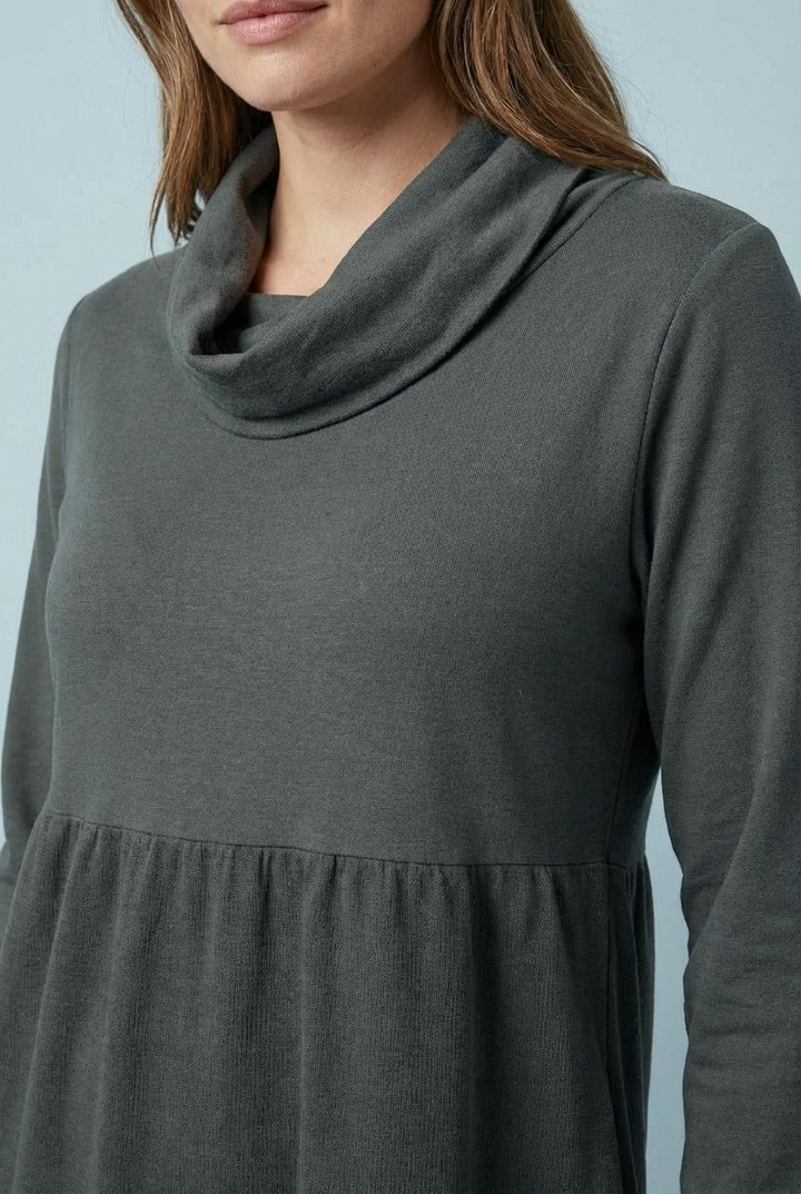 "KAREN" Cowl Neck Dress/Tunic - Dark Grey