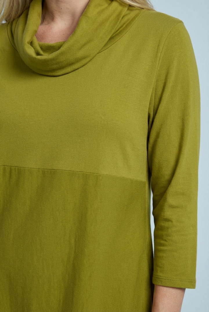 "KAREN" Cowl Neck Dress/Tunic- Lime Green