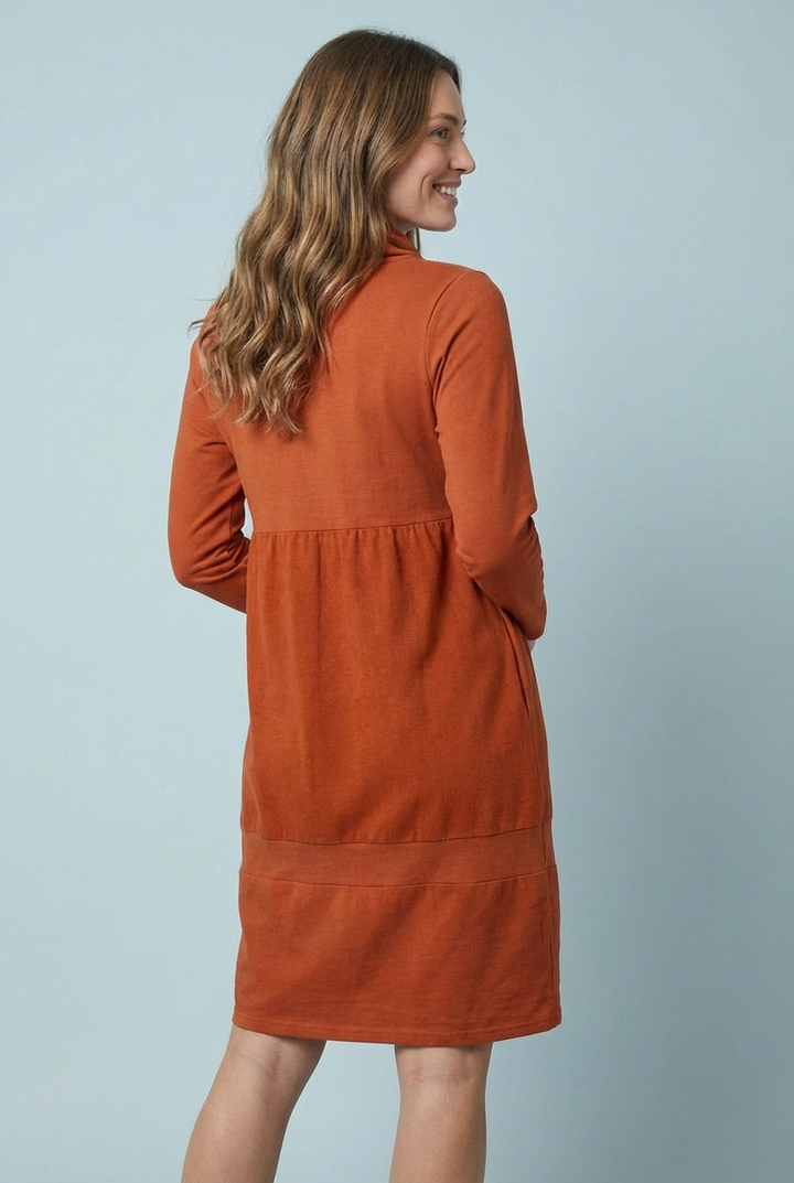 "KAREN" Cowl Neck Dress/Tunic - Rust Orange