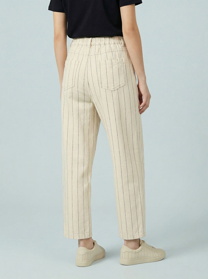 "KEIRA” Pinstripe Bullet Trouser - Cream/Black