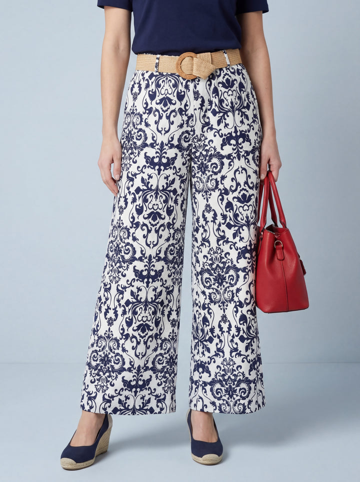 “MILLIE” Paisley Trouser - Navy
