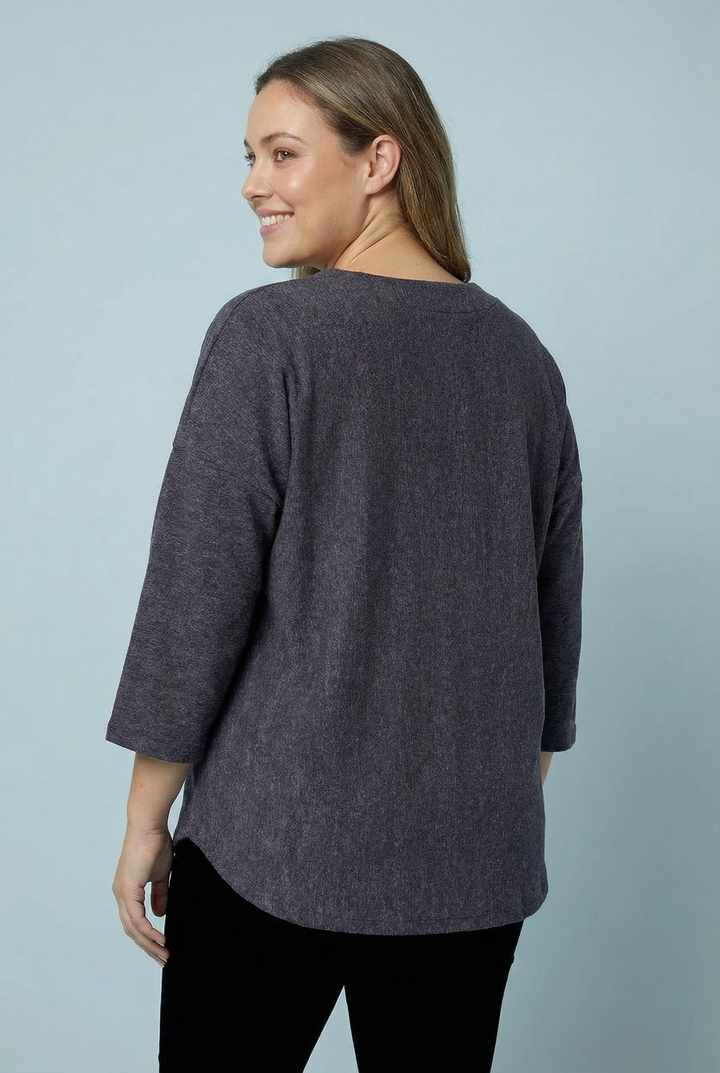 "AMIRA" Soft Knit Top - Ash Grey