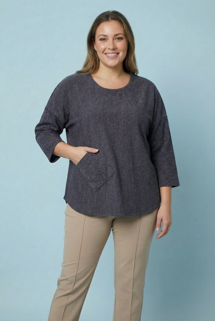 "AMIRA" Soft Knit Top - Ash Grey