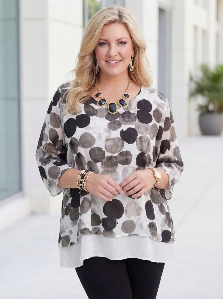 “SCARLETT” Polka Dot Split Back Top - Black
