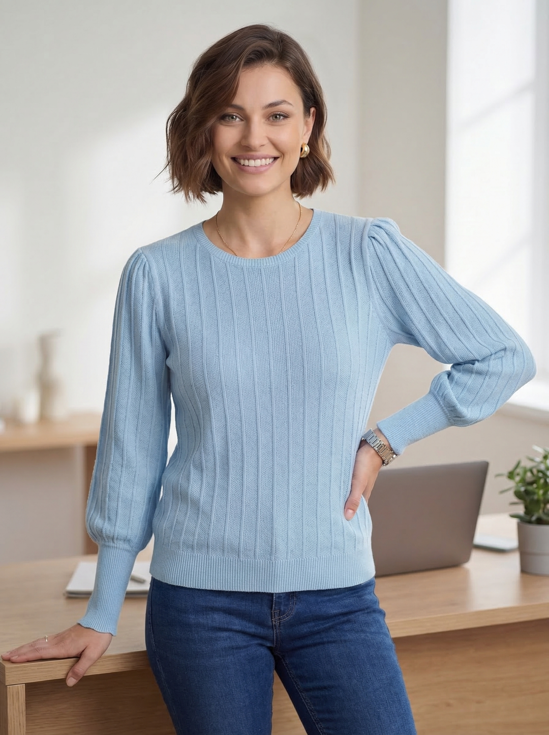 "STELLA” Soft Knit Jumper - Sky Blue