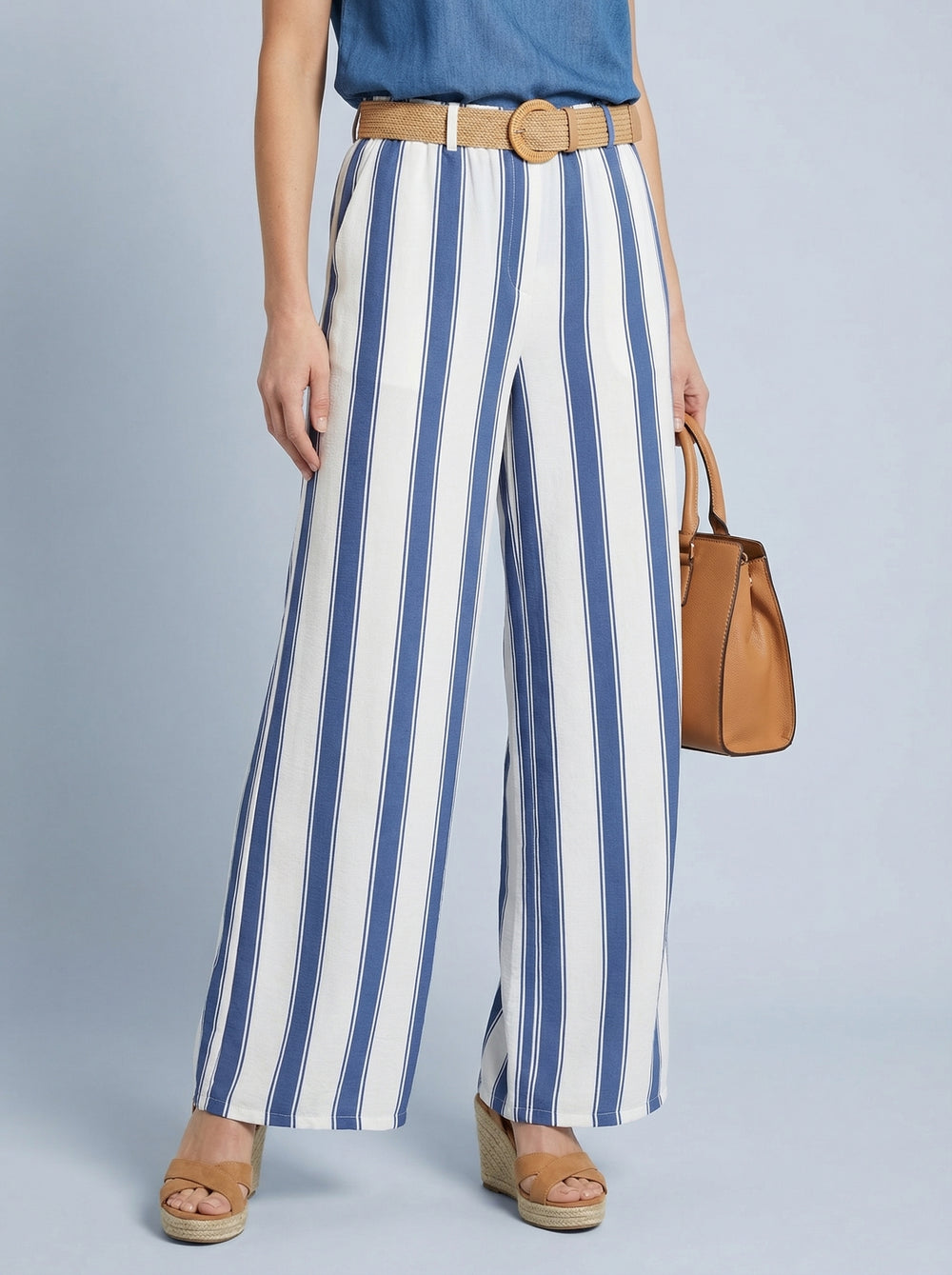 “SYLVIE” Stripe Trousers - Dark Denim