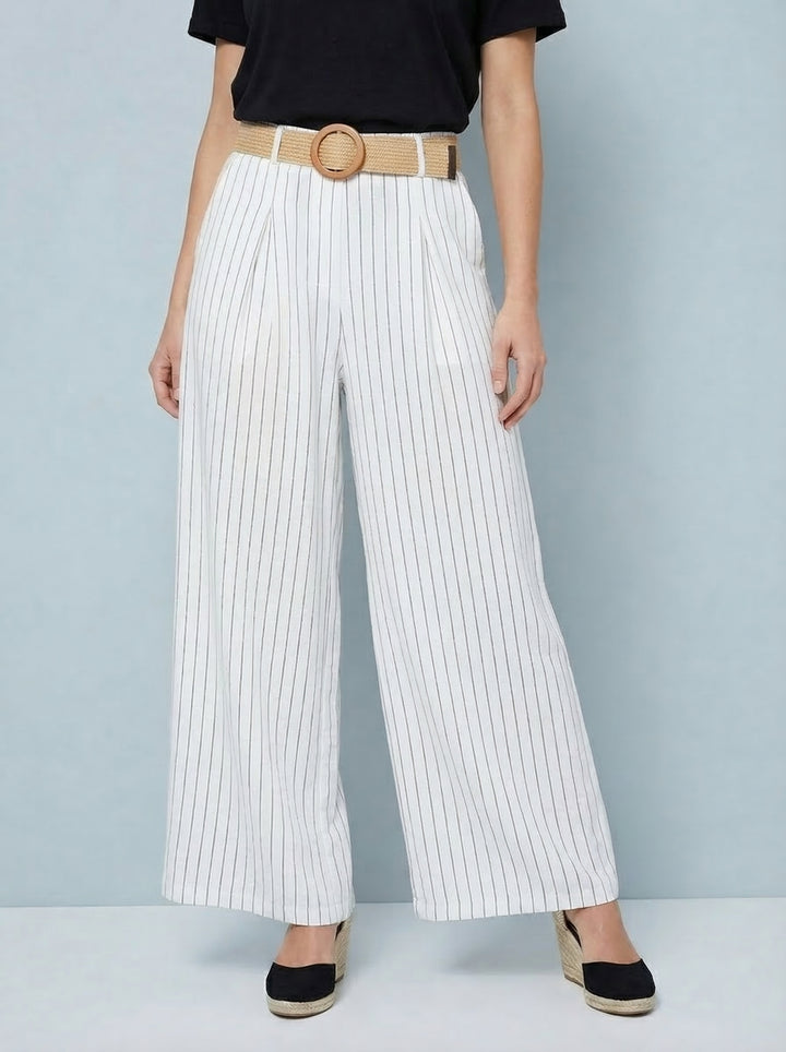 "TAYLOR” Pinstripe Trouser - White