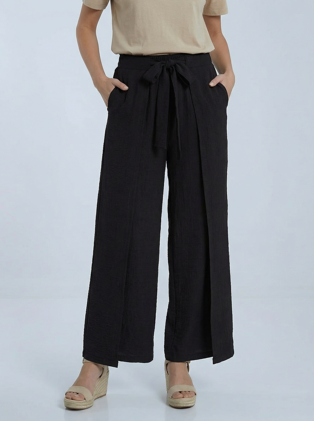 "TILLY” Wrap Over Trousers  - Black