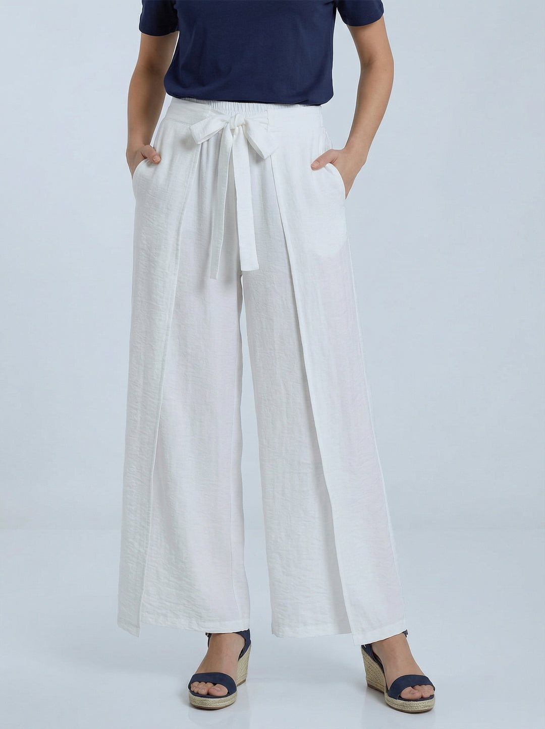 "TILLY” Wrap Over Trousers - White