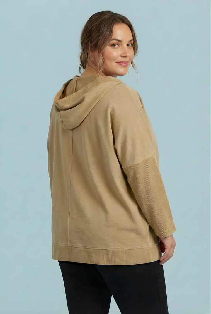 "REBECCA" Hooded Sweat Top - Tan
