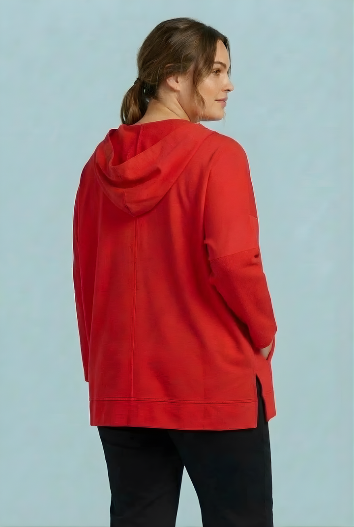 "REBECCA" Hooded Sweat Top - Red