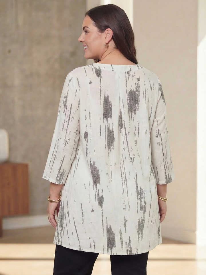 "WENDY” Cotton Button Back Tunic / Grey Acid Wash