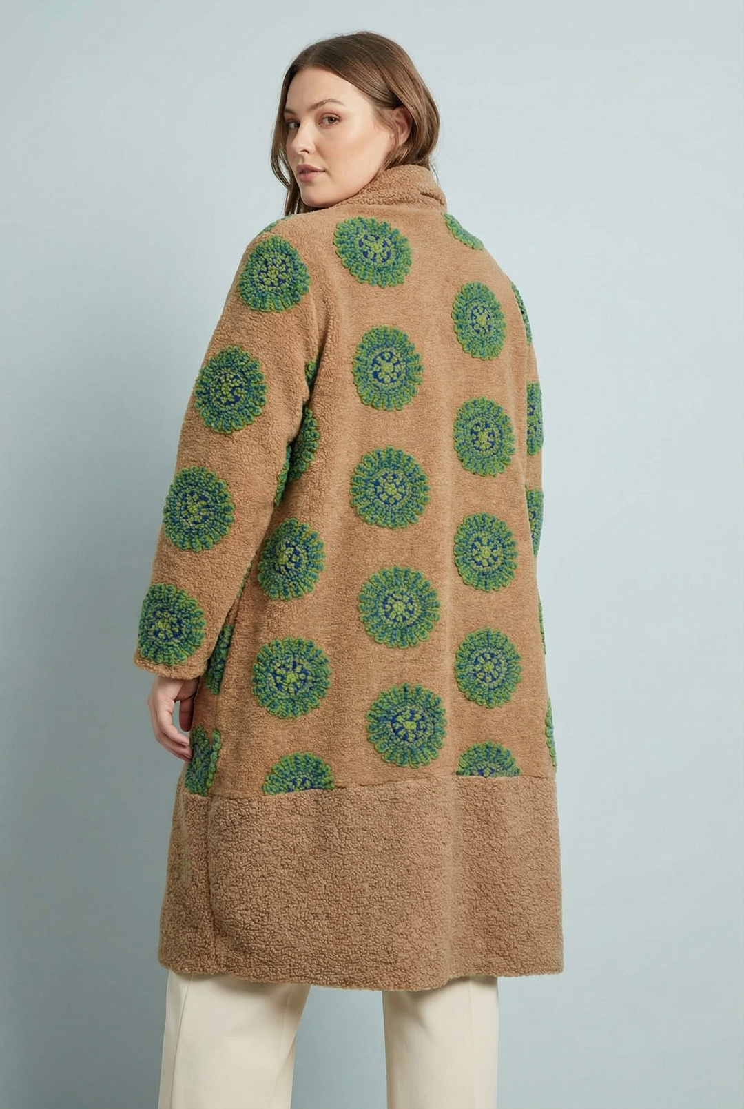 "JAMILLA" Premium Waterfall Coat - Tan/Green