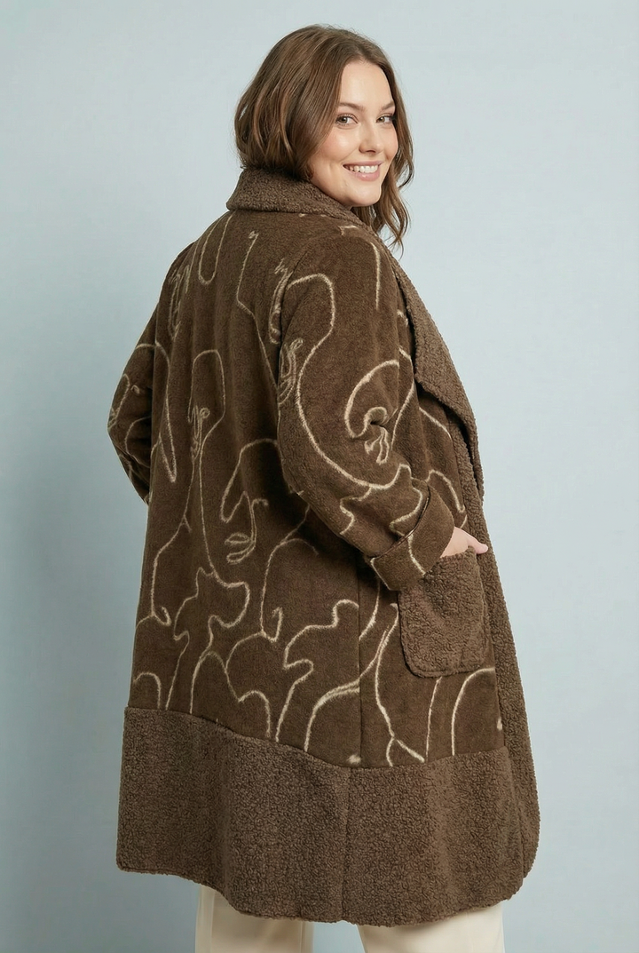 "JAMILLA" Waterfall Coat – Chocolate / Cream