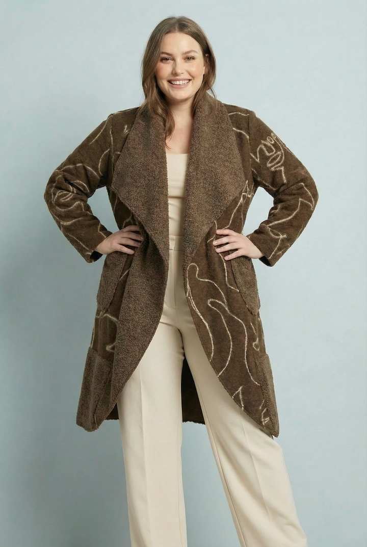"JAMILLA" Waterfall Coat – Chocolate / Cream