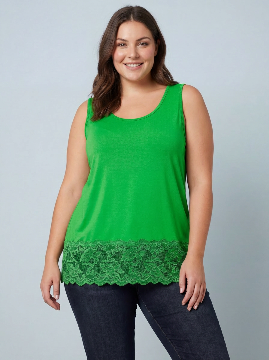 MAGIC Vest With Added Lace Trim - Grass Green