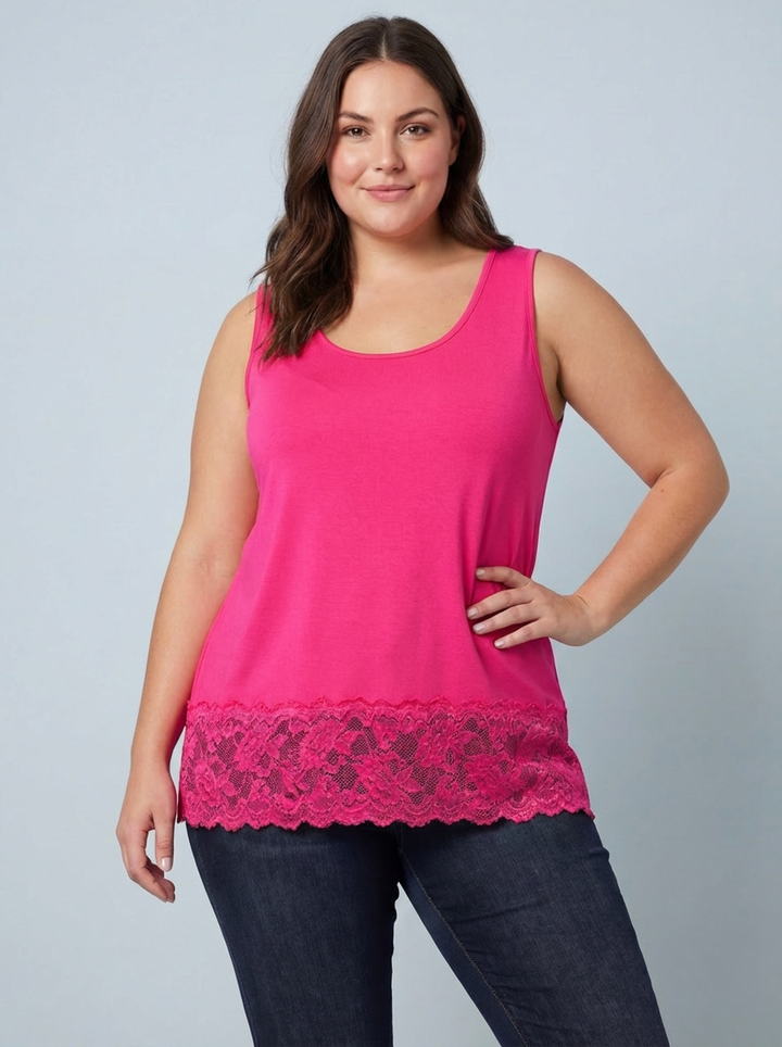 MAGIC Vest With Added Lace Trim-Cerise Pink