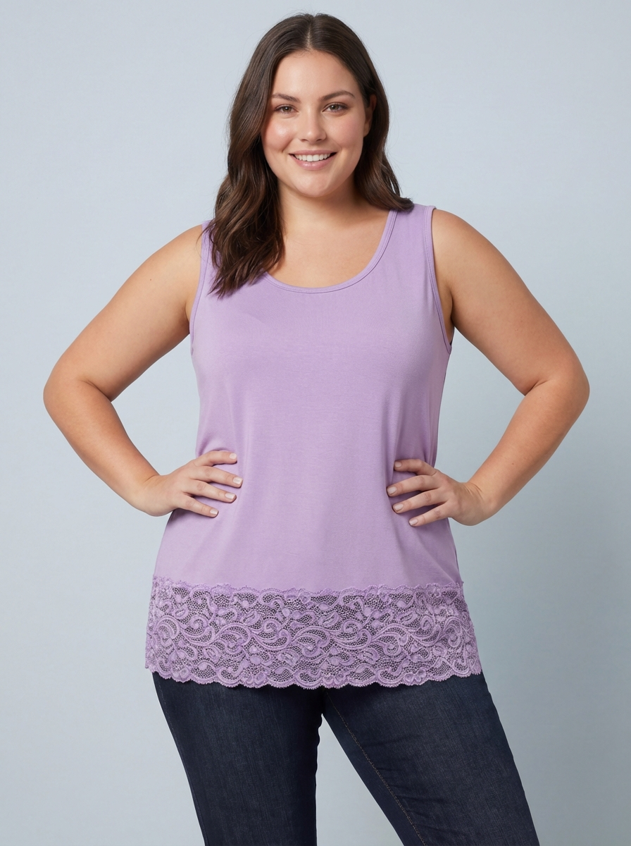 MAGIC Vest With Added Lace Trim-White lilac