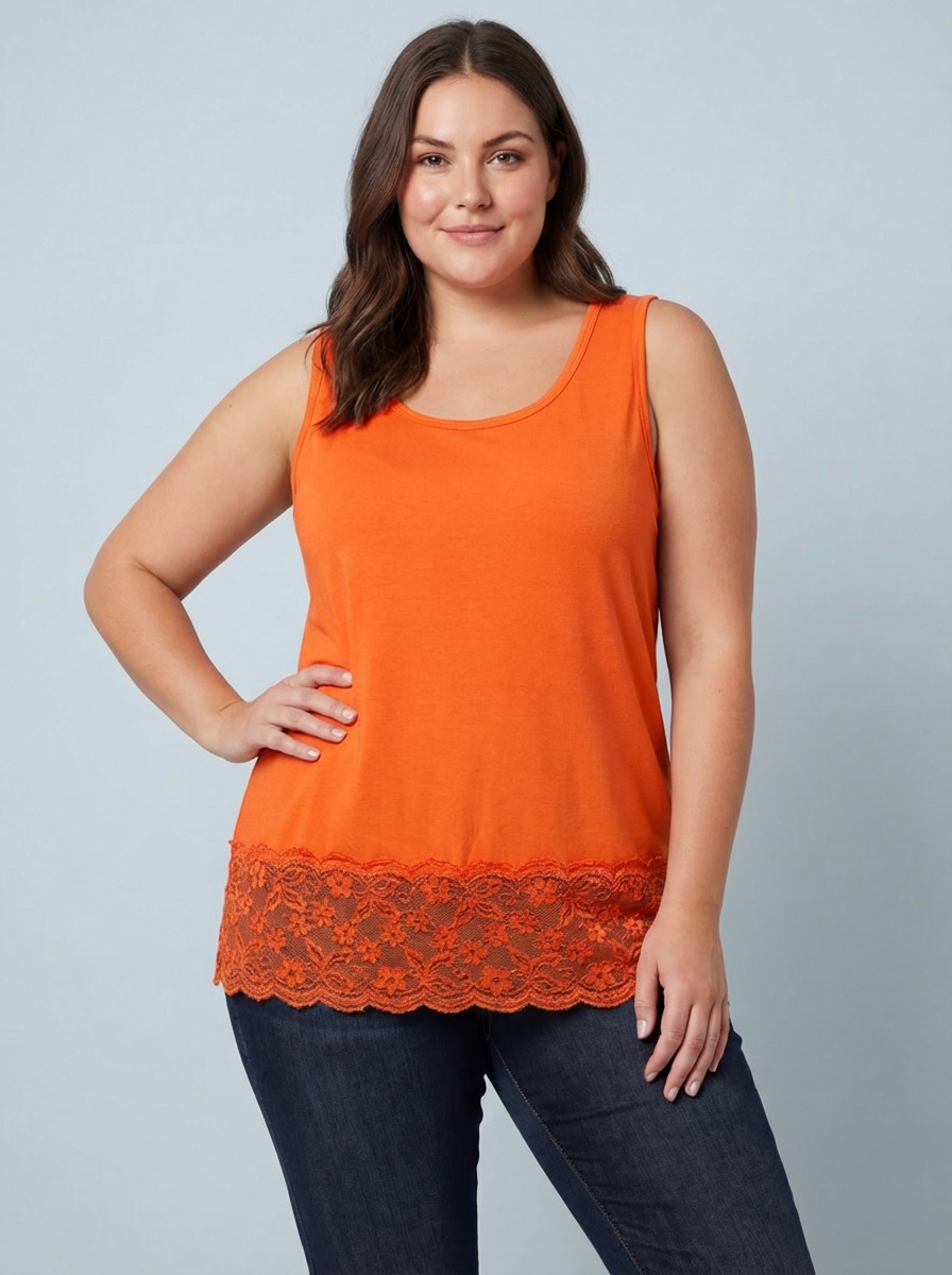 MAGIC Vest With Added Lace Trim-Orange