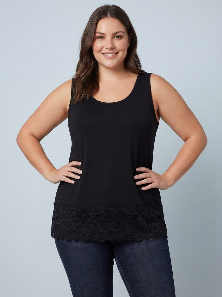 MAGIC Vest With Added Lace Trim - Black